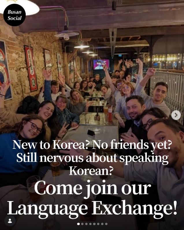 Busan Social Language Exchange — full event poster