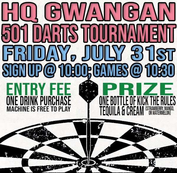 HQ Gwangan 501 Darts Tournament, full event poster