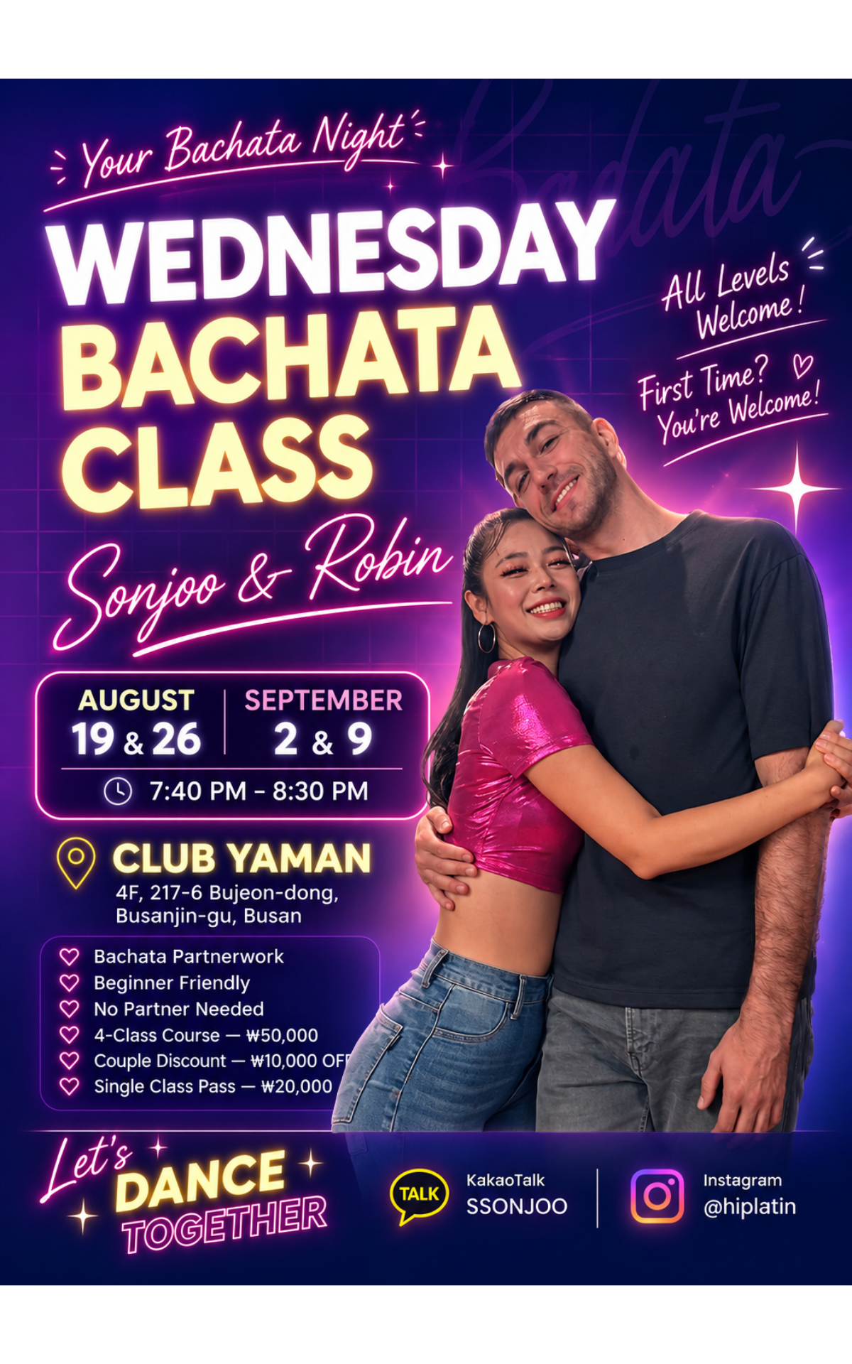Wednesday Bachata Class at Club Yaman, full event poster