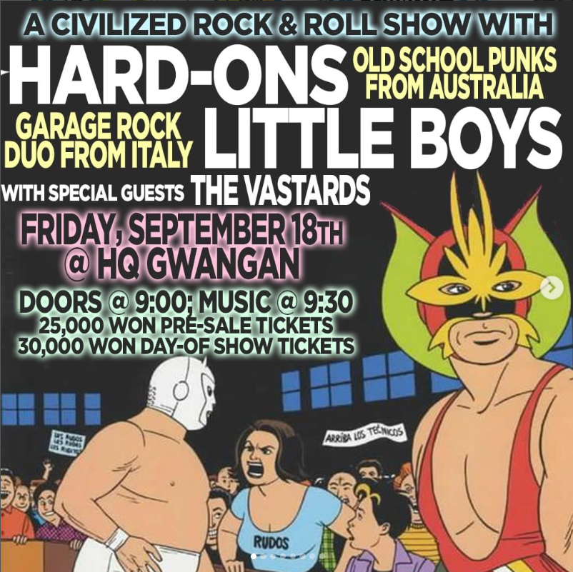Hard-Ons + Little Boys + The Vastards at HQ Gwangan, full event poster