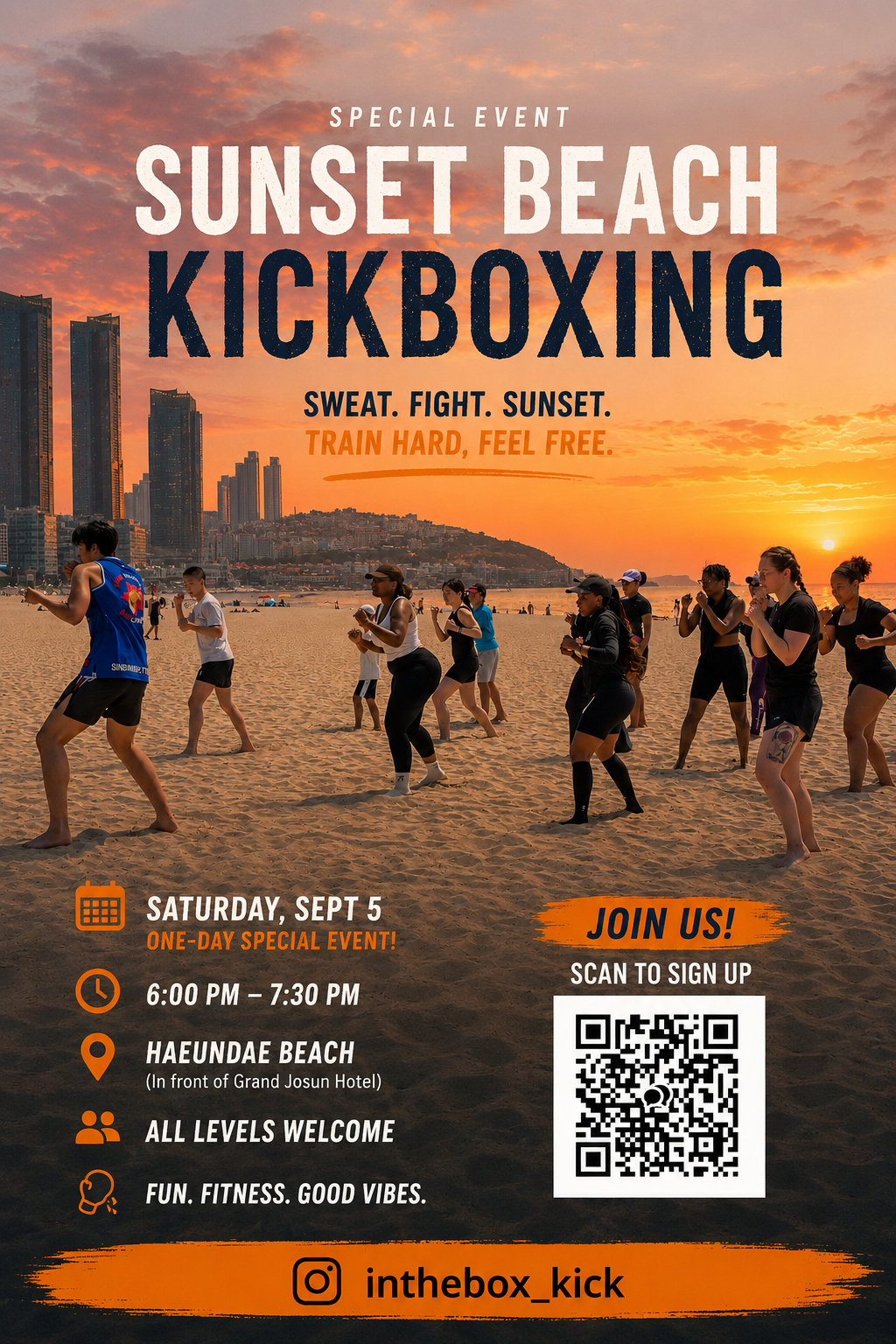 Sunset Beach Kickboxing, full event poster