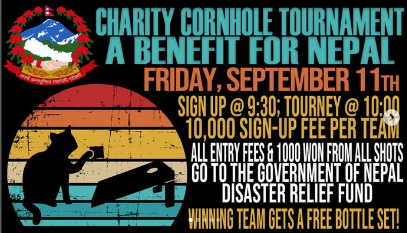 Charity Cornhole Tournament: A Benefit for Nepal, full event poster