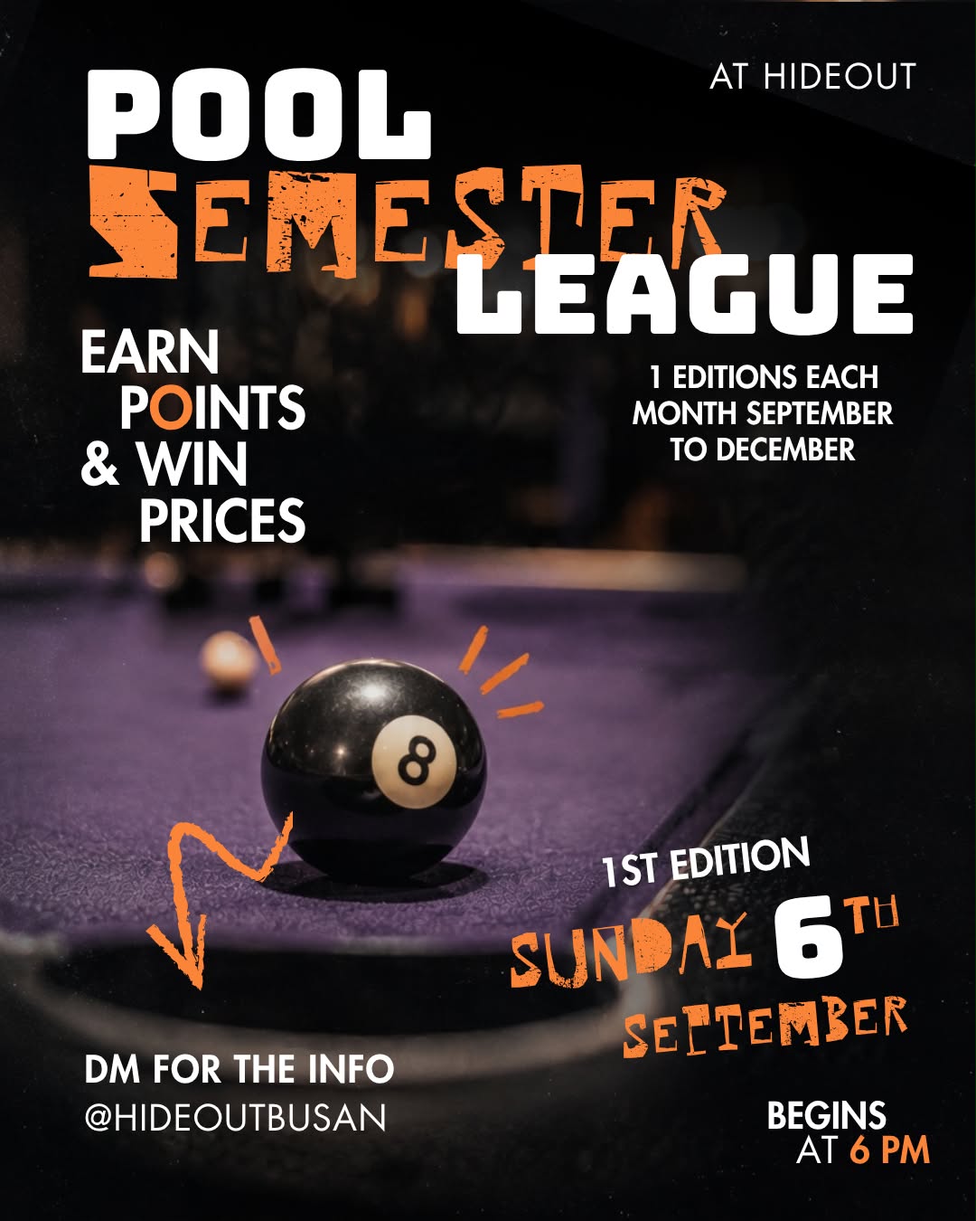 Pool Semester League, full event poster